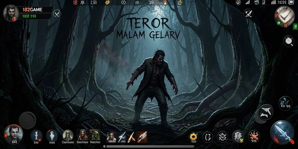 Gameplay menyeramkan di hutan gelap penuh makhluk horor.