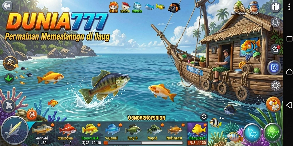Screenshot DUNIA777 menunjukkan gameplay memancing yang mendebarkan.