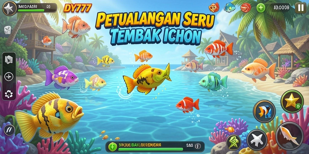 Tampilan gameplay DY777 dengan aksi menembak ikan yang seru.