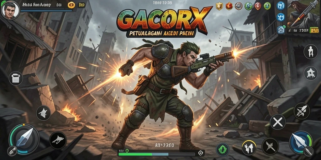Screenshot permainan GACORX menampilkan aksi pertarungan yang intens.