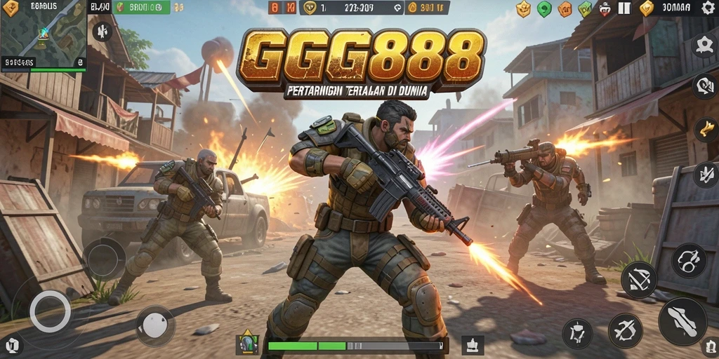 Tampilan aksi seru dalam game Battle Royale GGG888.