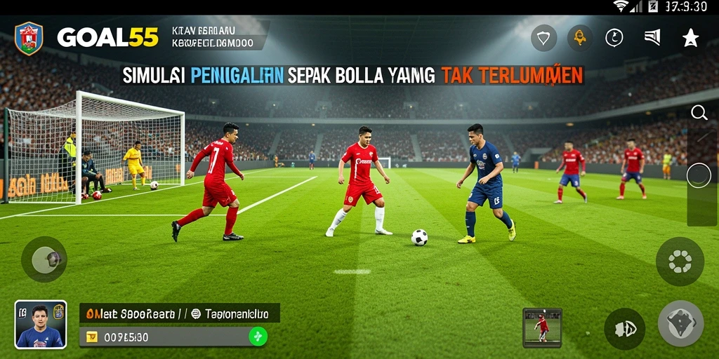 Tampilan gameplay GOAL55 dengan aksi seru di lapangan.