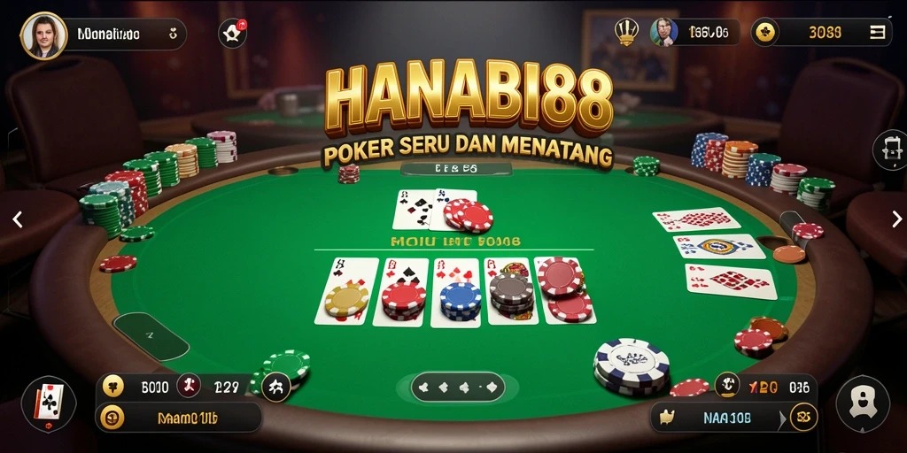 Tampilan gameplay Poker di HANABI88 yang menegangkan dan seru.