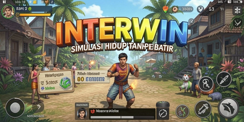 Tangkapan layar gameplay INTERWIN menunjukkan aktivitas simulasi yang seru.
