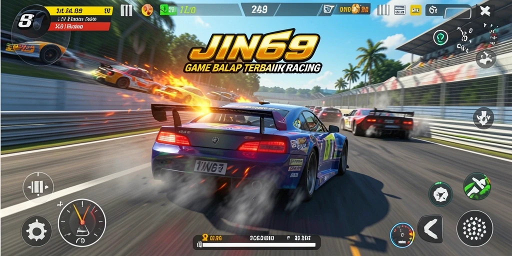 Tampilan gameplay JIN69 dengan balapan mendebarkan.