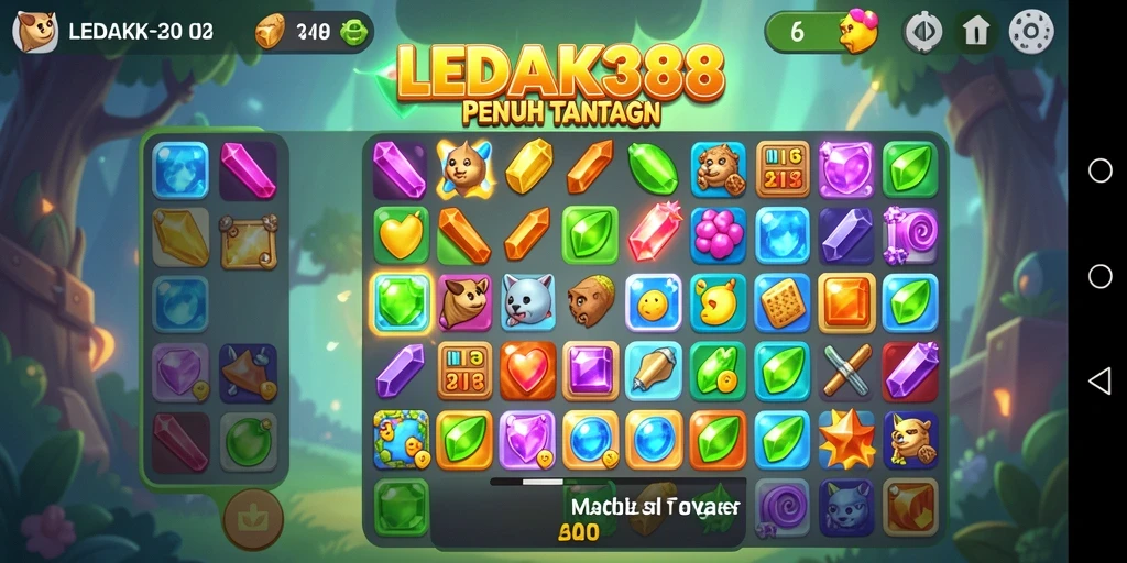 Tampilan gameplay menarik dari LEDAK388 dalam dunia Match-3.