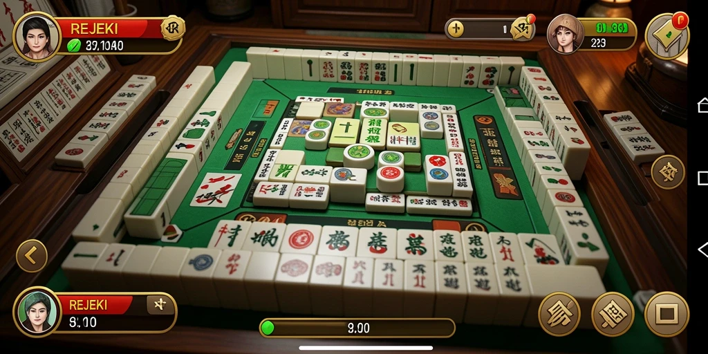 Screenshot utama REJEKI menampilkan gameplay seru permainan Mahjong.