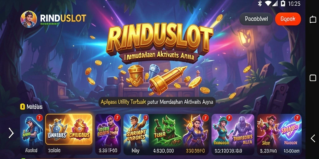 Screenshot RINDUSLOT menunjukkan antarmuka aplikasi yang user-friendly.