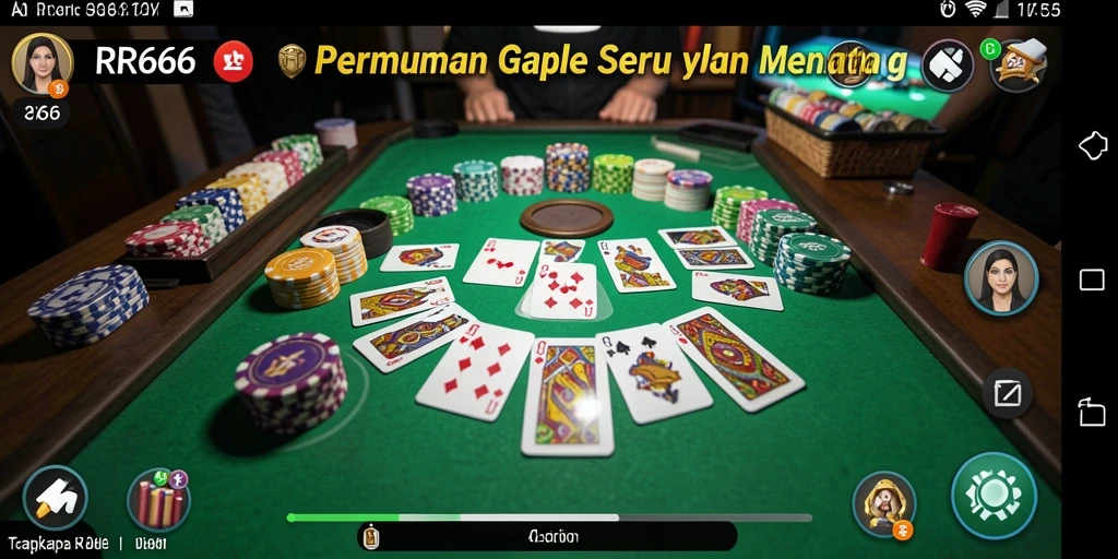 Tampilan gameplay Gaple seru di RR666 yang menarik.