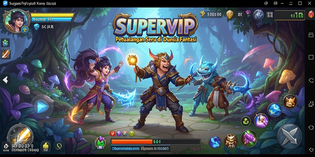 Tampilan gameplay SUPERVIP yang menakjubkan dengan karakter dan lingkungan petualangan.