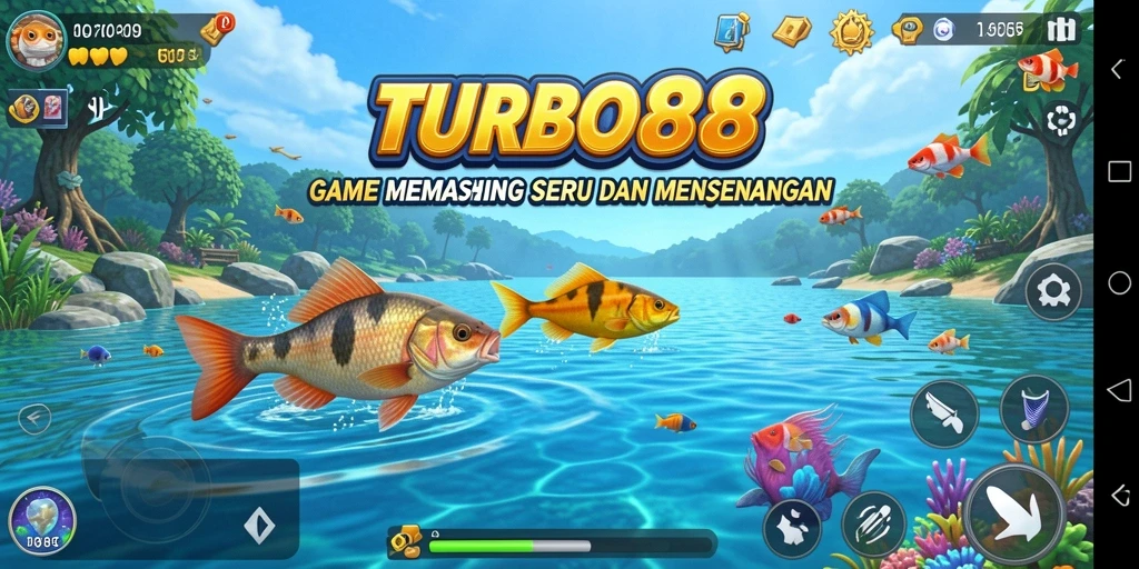 Gameplay TURBO88 yang seru saat memancing berbagai jenis ikan.