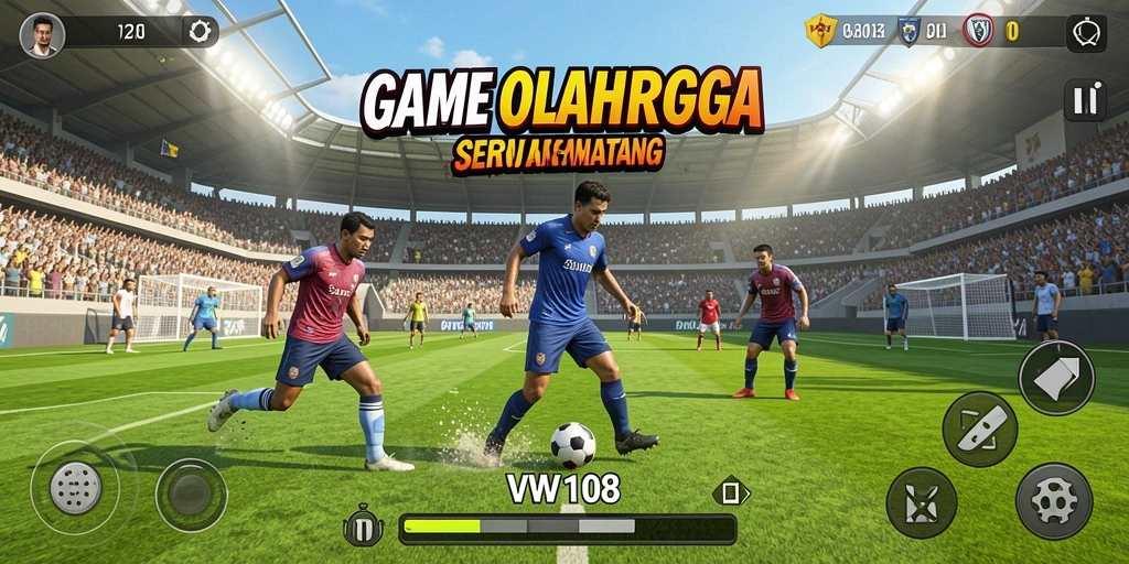 Screenshot gameplay VW108 menampilkan duel seru antara pemain di lapangan.
