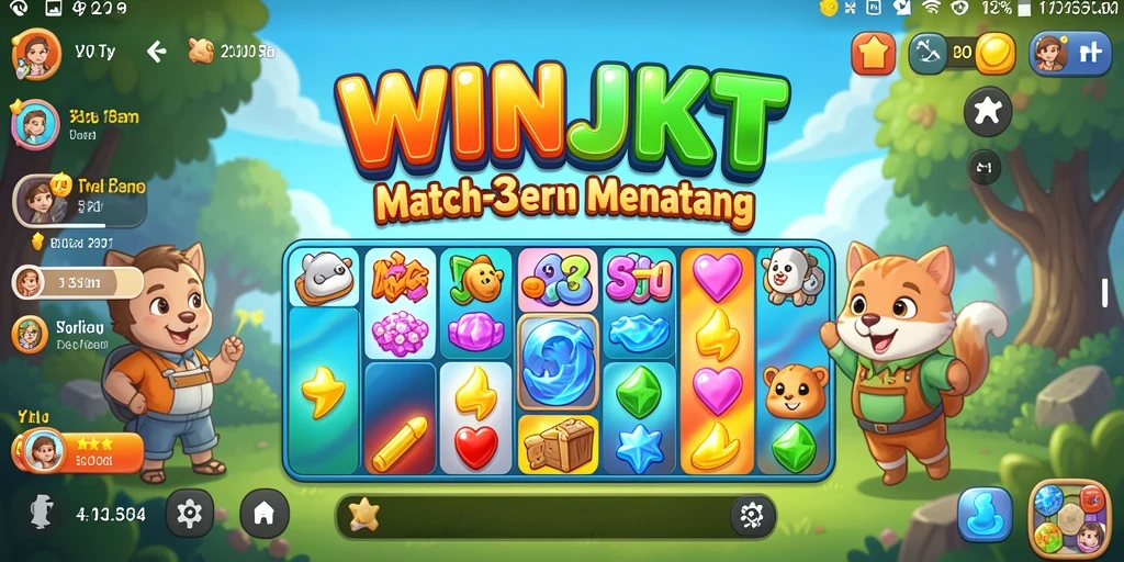Tampilan gameplay seru dalam WINJKT dengan tantangan Match-3.