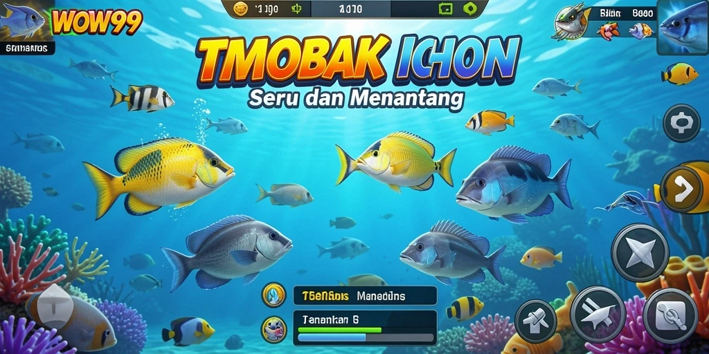 Tampilan permainan Tembak Ikan yang seru dan penuh warna.
